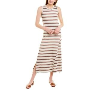 Standard James Perse Striped Midi Dress Size 2 / M Ivory Grey Burgundy  WRCR6303
